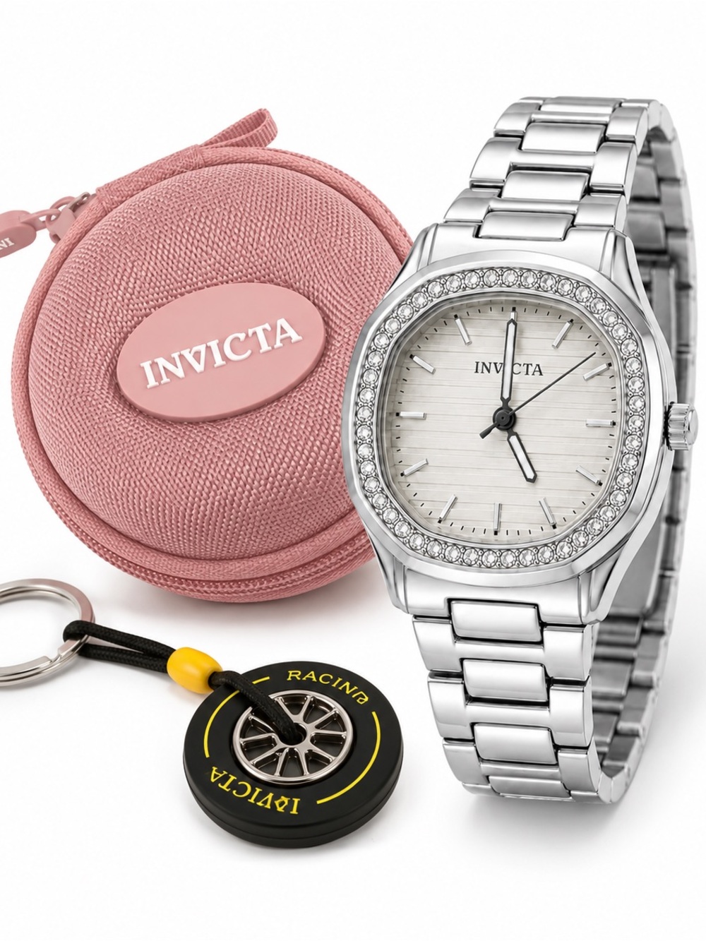 NEW Invicta Wildflower Women’s Silver Crystal Watch Gift Set – 32mm